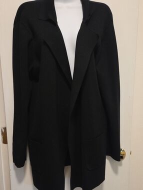 Carlisle Open-Front Black Silk Coatigan XL